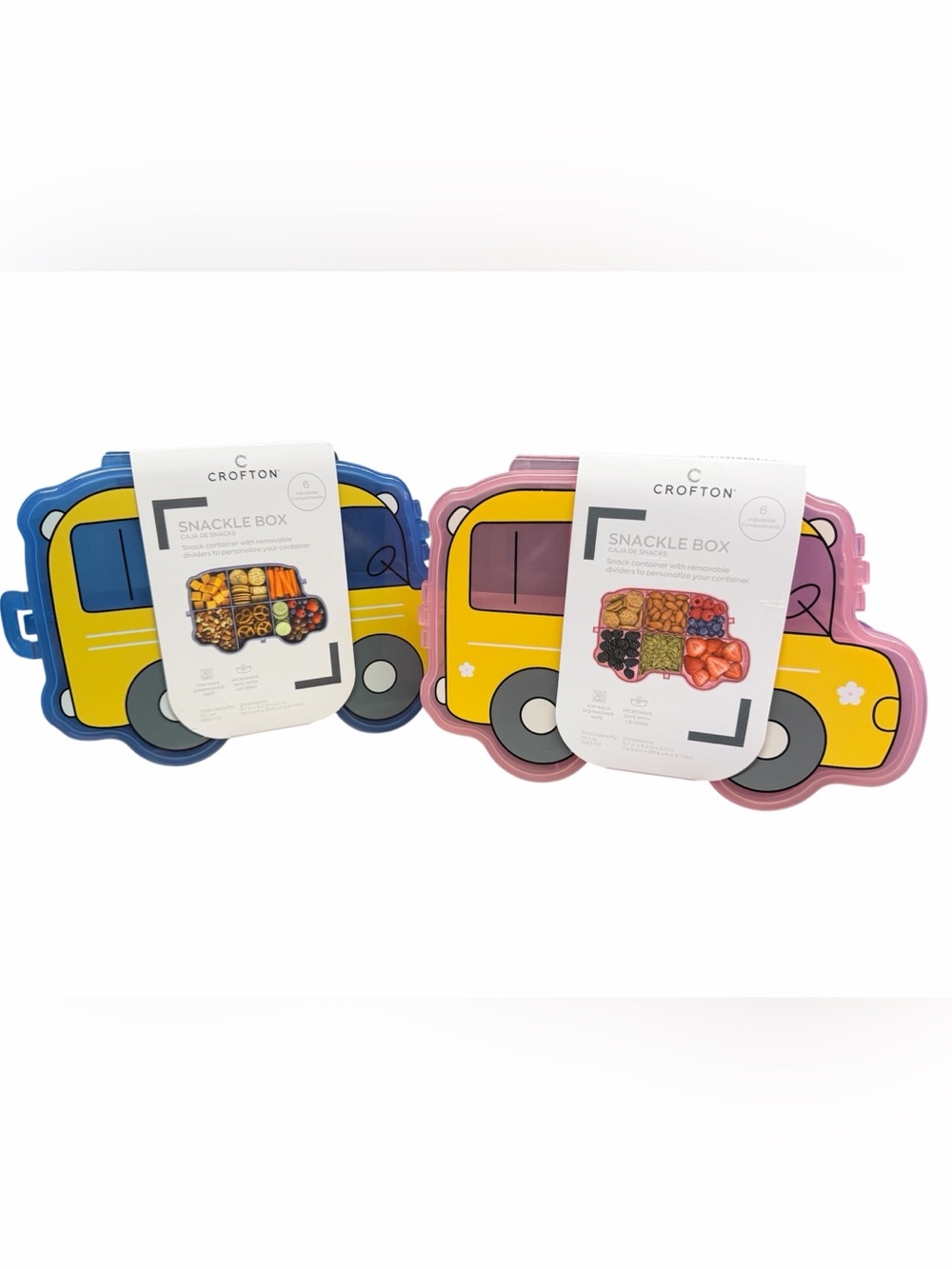 Crofton School Bus Snackle Box, Blue and Pink